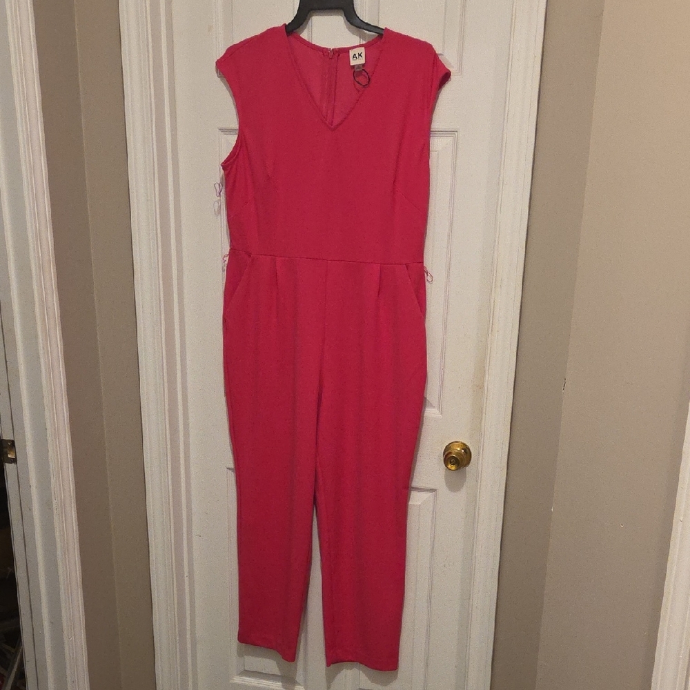 Anne Klein Vivid Pink Sleeveless Jumpsuit